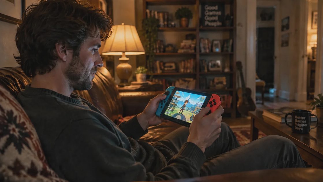 Playing Switch OLED during a short weeknight session